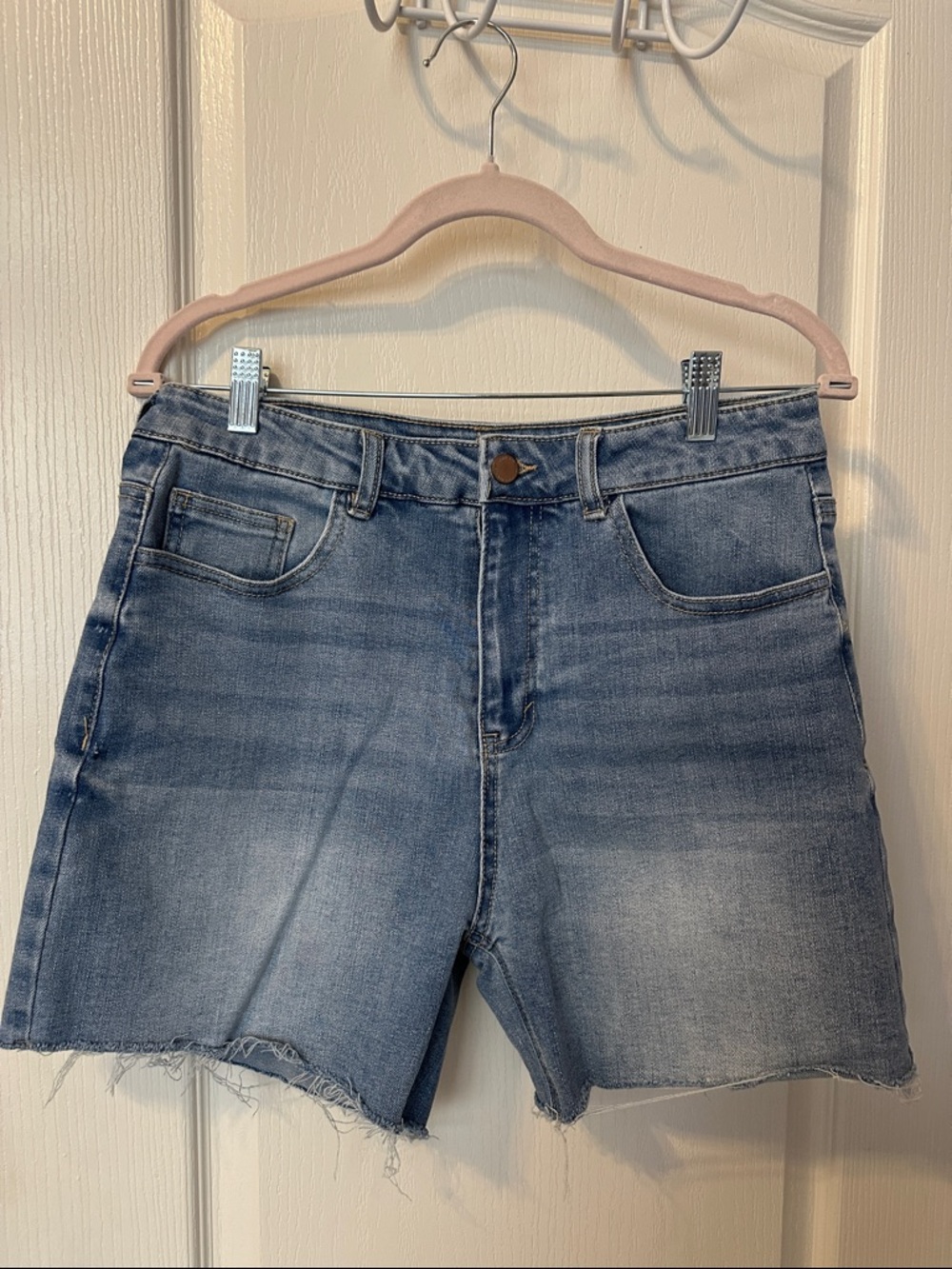 Oat New York Washed Blue Denim Cutoff Shorts